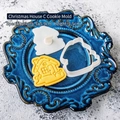 Christmas house cookie cutter mold set with detailed 3D house stamp and spec 6x5.9cm - Christmas House C