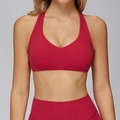 Dunkelrotes Set aus Racerback-Sport-BH und Leggings mit hoher Taille für Yoga und Fitness - S / Lava Rot