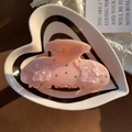Pink striped acrylic claw clip with embossed cupid angel and sparkling rhinestones - Cupid Angel Relief Style (7# Grab Clip-Pink)