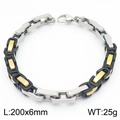 Bracciale bizantino da uomo 6mm in acciaio inossidabile bicolore argento oro e nero - Argento & Oro & Nero Tricolore Giuntato (KB185314-Z)