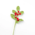 Hand-knitted holly branch with green leaves and red berries for Christmas decor - Small Red Berry Stem - Light Green