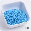 Sky blue 3mm glass seed beads for DIY jewelry making in a white bowl, color code KK24 - KK24 Lake Blue