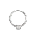 Minimalist silver stainless steel hoop earrings with detachable small coil ring accents - Silver Minimalist Style (KE106138-Z)