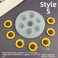 Detail of 8-cavity sunflower silicone mold with finished yellow flower resin creations - Style 5 Sunflower