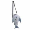 Blue and gray shark mesh beach bag for kids with adjustable strap on white background - Gray