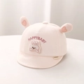 Detail of baby pink cotton hat with soft brim and cute 3D heart-shaped ears decoration - 44cm (5-12 Months) / Pink