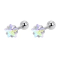 Boucles d'oreilles étoiles en acier inoxydable avec gemmes aurora et fermoir à vis - 3mm Étoile Zircone AB (Paire)