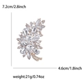 Sparkling rhinestone feather brooch in premium alloy with dimensions and weight info - Gold White