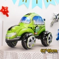 3D green dinosaur cartoon racing car foil balloon measuring 62x40cm for party decor - Green Vintage Car