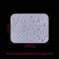 Silicone DIY vintage earring mold with 8 geometric pendant shapes and detailed dimensions - Retro Earring Mold 01 (ED#57)