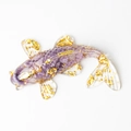 Purple crystal resin koi fish figurine with gold foil flakes on white background - Lilac Stone