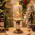 Lanterna natalizia a candela con statuina di Babbo Natale ed effetto palla di neve lucida - Babbo Natale con Orso e Musica