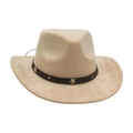 Cappello da cowboy beige in finto scamosciato con rivetti a stella in metallo - Taglia unica / Bianco Sporco
