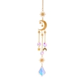 Golden sun and moon crystal suncatcher with iridescent prism pendants for rainbow effects - Style 2 (Geometric Star Moon - Rainbow Teardrop)