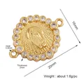 Ciondolo Vergine Maria placcato oro con zirconi cubici e dimensioni 16x20mm - Maria Ovale Rotonda / M589805-Oro