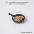 Miniature stir-fry noodle pan keychain charm 6x4.1cm with realistic veggie toppings - Vegetable Fried Noodles - No Loop