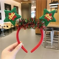 Red Christmas headband with glowing green stars and Merry Christmas lettering - Green Star Headband