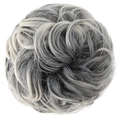 Rommelige knot haarextensie in grijs ombre synthetisch haar voor dameskapsels volume - 1B/171T60 Zwart Grijs Ombre