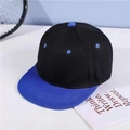 Hip hop flat brim baseball cap in black and blue contrast patchwork design - M (56-58cm) / Blue Black