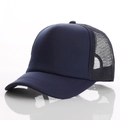 Classic navy blue trucker hat with breathable mesh back and solid front panels - Adjustable / Pure Navy
