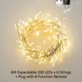 Warm white Christmas lights 6m 200LED strings with remote and European plug - 36m 1200LED Plug-in Set / Silver Wire Warm White