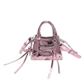 Metallic pink mini square crossbody bag with studded details and woven handles - Pink