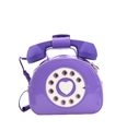 Creative purple patent leather shoulder bag featuring a vintage telephone design - Purple