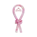 Pink tie-dye silk heatless hair curler set with matching scrunchie and claw clip - Pink Orange Yellow (With Clip)