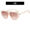 Polygonal double bridge aviator sunglasses with tea frame and gradient lenses C8 - Champagne Gradient Tea