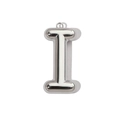 Detailed view of silver letter I pendant with a high-polished mirror finish surface - Letter I / Mirror Silver