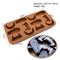 Halloween silicone mold with coffin and vampire teeth shapes, size 223x101x14mm - FCM-Teeth CM-150 / Brown