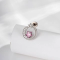 Elegant silver cartilage earring with micro-set zircons and a pink star center charm - Pink (Single)