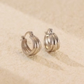 Minimalist S925 sterling silver hoop earrings with a triple-layered overlapping ring design - 925 Silver / White Gold