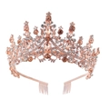Close-up of rose gold birthday crown with sparkling champagne crystals and rhinestones - Hair Comb Style Rose Gold White + Champagne