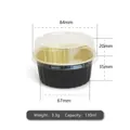 Black and gold aluminum foil baking cup 130ml with clear lid for desserts - Black Gold