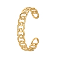 Elegant gold-plated titanium steel open bangle with stylish hollow link chain design - Y533-1 Gold Chain Link