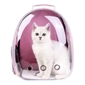 Pink capsule pet carrier backpack with clear window and breathable air holes for cats - Pink