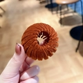Brown velvet bird nest hair clip for elegant buns and ponytail styling for women - Velvet Caramel