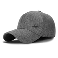Structured dark grey baseball cap with textured knit fabric and metal side logo detail - Adjustable / Gray