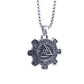 Collana con ciondolo Valknut vichingo in argento con rune celtiche da uomo - Pendente Runa Ingranaggio Tipo C + Catena 70CM
