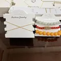 White cardboard jewelry display card 9.5x6.5cm with gold Fashion Jewelry text - 9.5*6.5 Three-slot I-shape Card (approx. 100pcs)