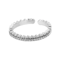 Double layered silver ring with bead texture and sparkling cubic zirconia stones - Adjustable Open / Silver Double Layer Bead Style (G9102482P-5)