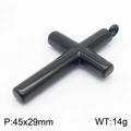 Ciondolo a croce in acciaio inossidabile nero lucido, stile minimal, 45x29mm e 14g - Pendente a Croce Nero (KP120073-K)