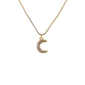 Elegante collana a mezzaluna dorata con ciondoli in zirconia su una catena sottile - 0580YS-Ciondolo a Luna