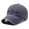 Vintage washed cotton baseball cap in dark grey blue with TAO FEI LE letter embroidery - Adjustable / Light Blue