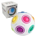 White 12-hole rainbow ball fidget puzzle toy with colorful beads and retail box packaging - Color Box / White