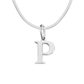 Silver titanium steel necklace featuring a letter P initial pendant on a snake chain. - Letter P / 1 Piece / Steel