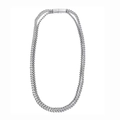 Zweilagige silberne Wheat-Kette mit magnetischem Quadratverschluss aus Edelstahl für Damen - Doppelschichtiger Kettenstil (E5003) / 50cm / Silber
