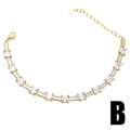 Bracelet tennis plaqué or avec zircons carrés et fermoir mousqueton réglable - Bracelet Tennis en Zirconia Taille Carrée (B)