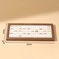 Walnut wood 50-slot ring display tray with cream velvet lining measuring 35x14x3cm - Beige Long 50 Slots